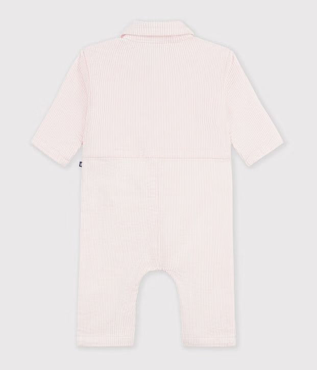 Petit Bateau - Combinaison longue bébé en velours uni