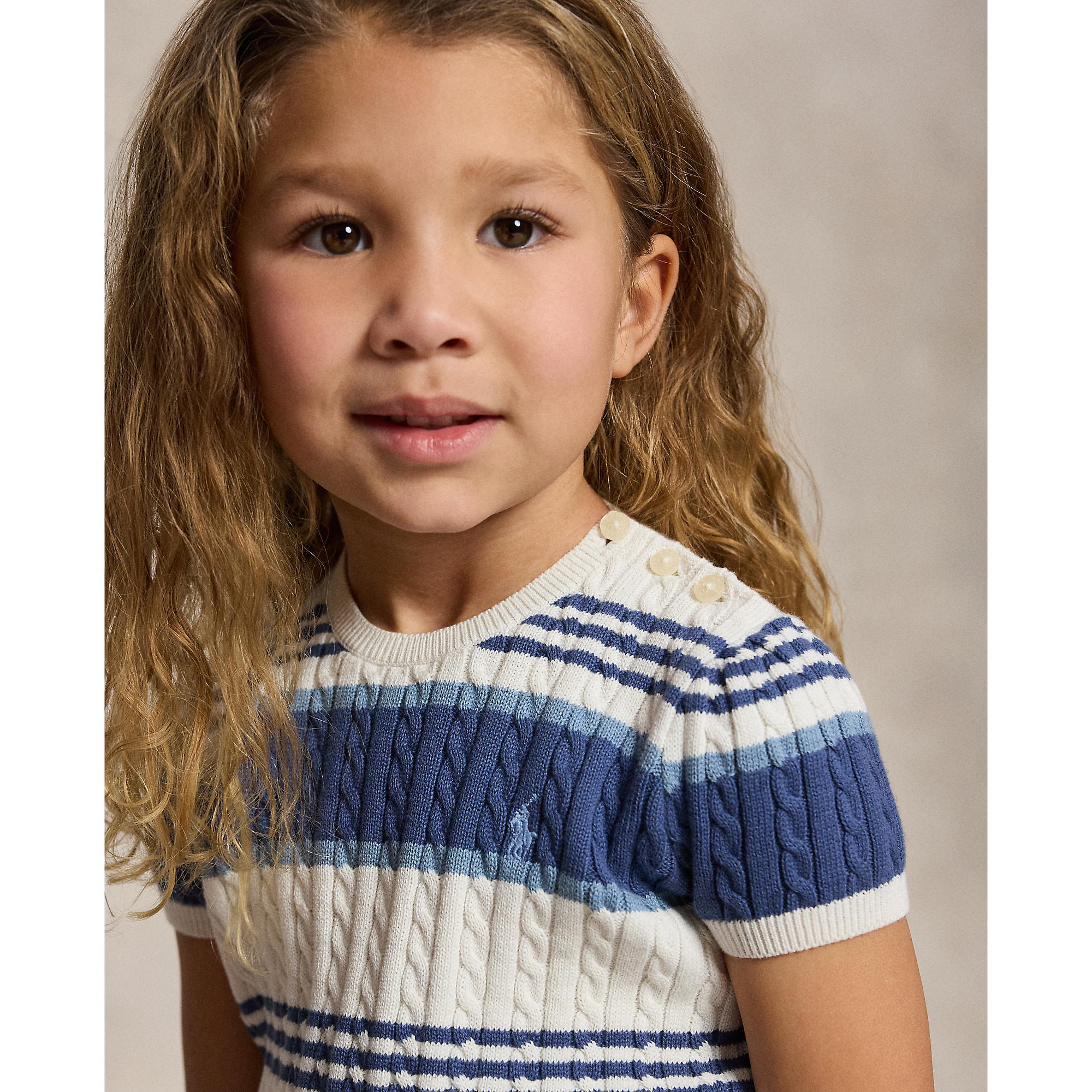 Polo Ralph Lauren - Pull et jupe rayés en coton tricoté câblé