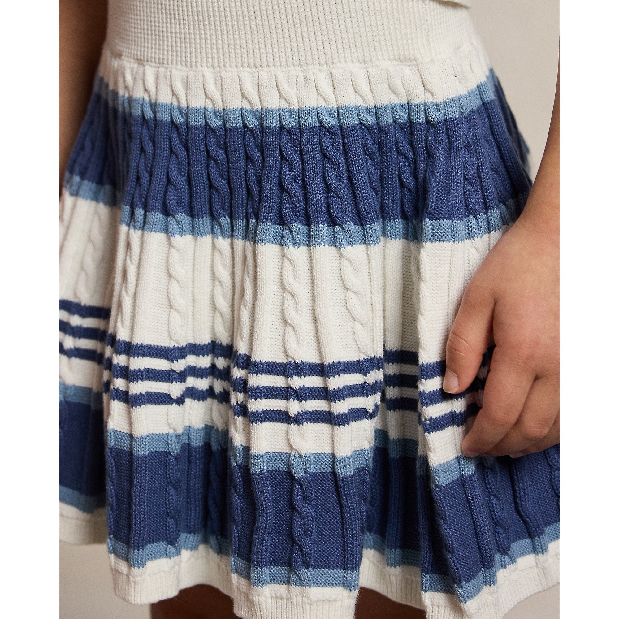 Polo Ralph Lauren - Pull et jupe rayés en coton tricoté câblé