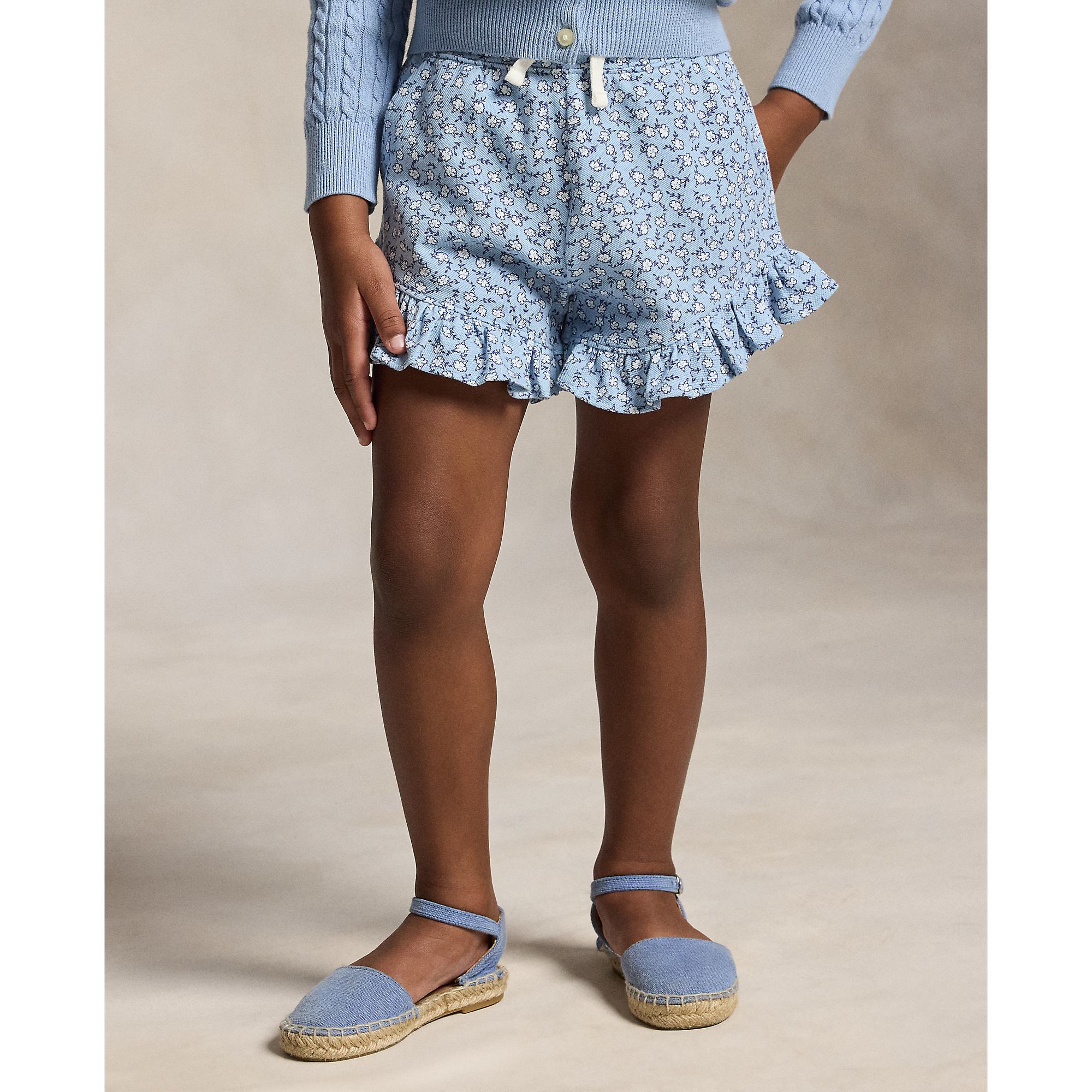 Polo Ralph Lauren - Short floral à volants en maille stretch