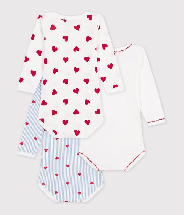 Petit Bateau - Lot de bodies manches longues en coton imprimé bébé