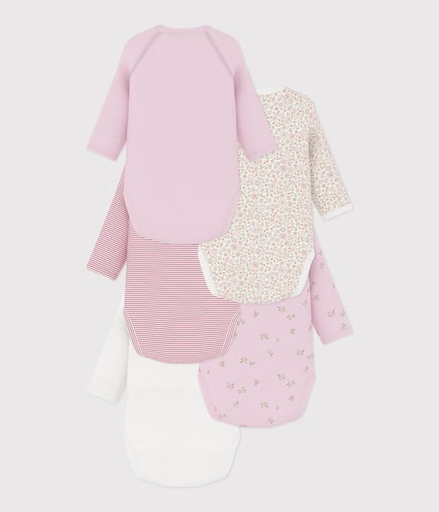 Petit Bateau - Lot de bodies croisés manches longues en coton imprimé bébé