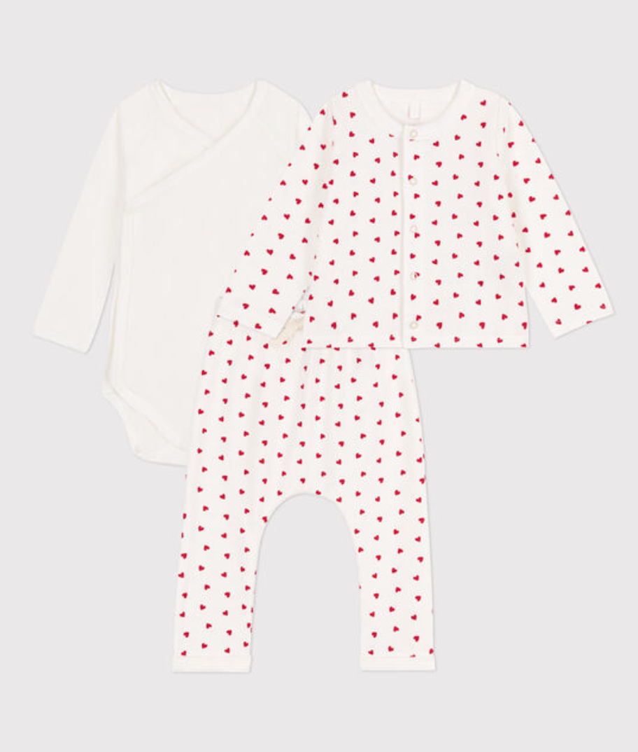 Petit Bateau - Ensemble 3 Pièces Coeur Mar/Pep