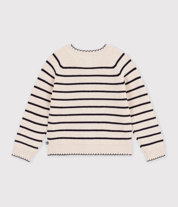 Petit Bateau - Cardigan en laine et coton à rayures