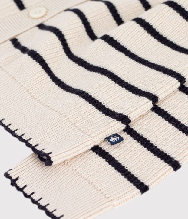 Petit Bateau - Cardigan en laine et coton à rayures