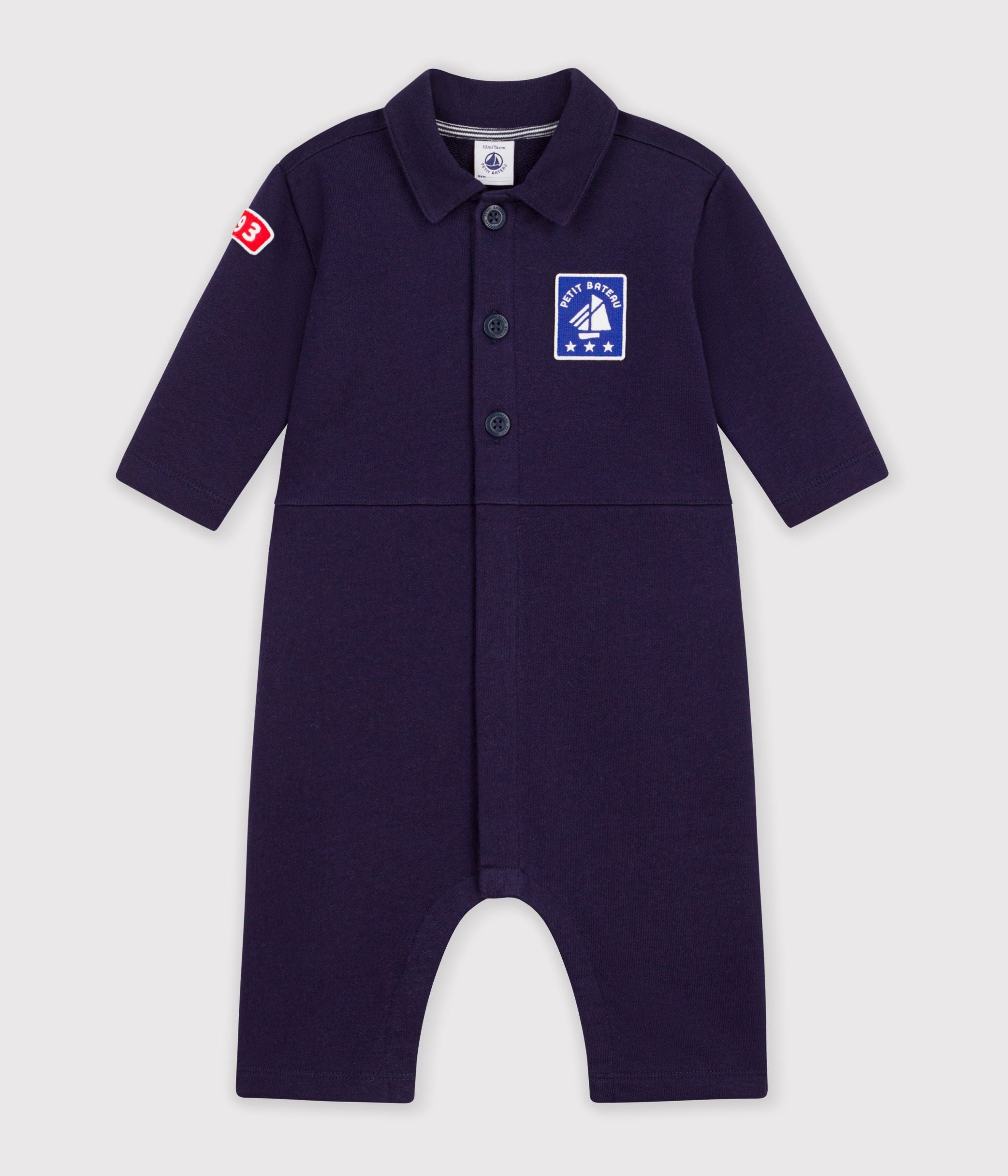 Petit Bateau - Combinaison longue bébé en coton uni
