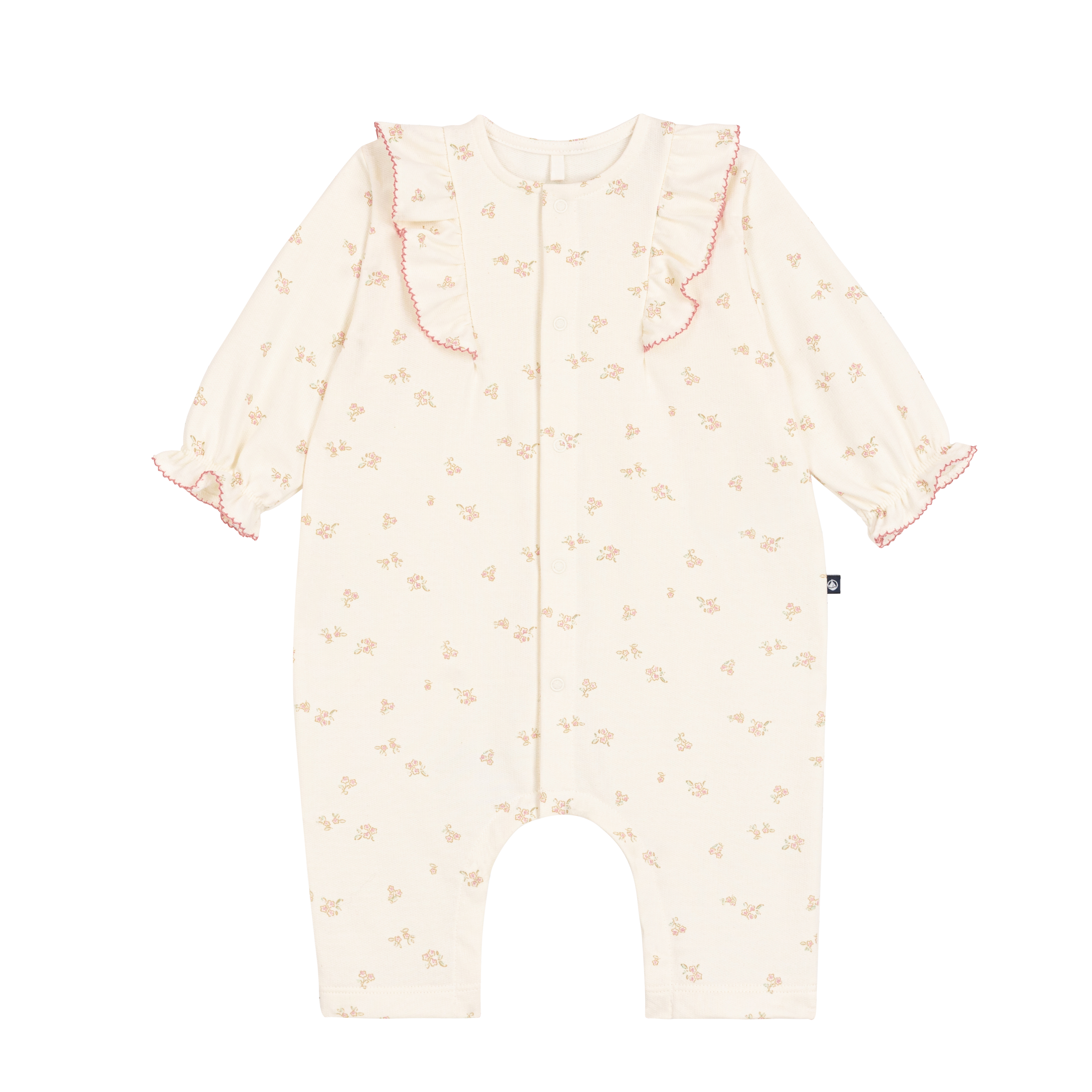 Petit Bateau - Combinaison bébé en coton à volants imprimée à fleurs