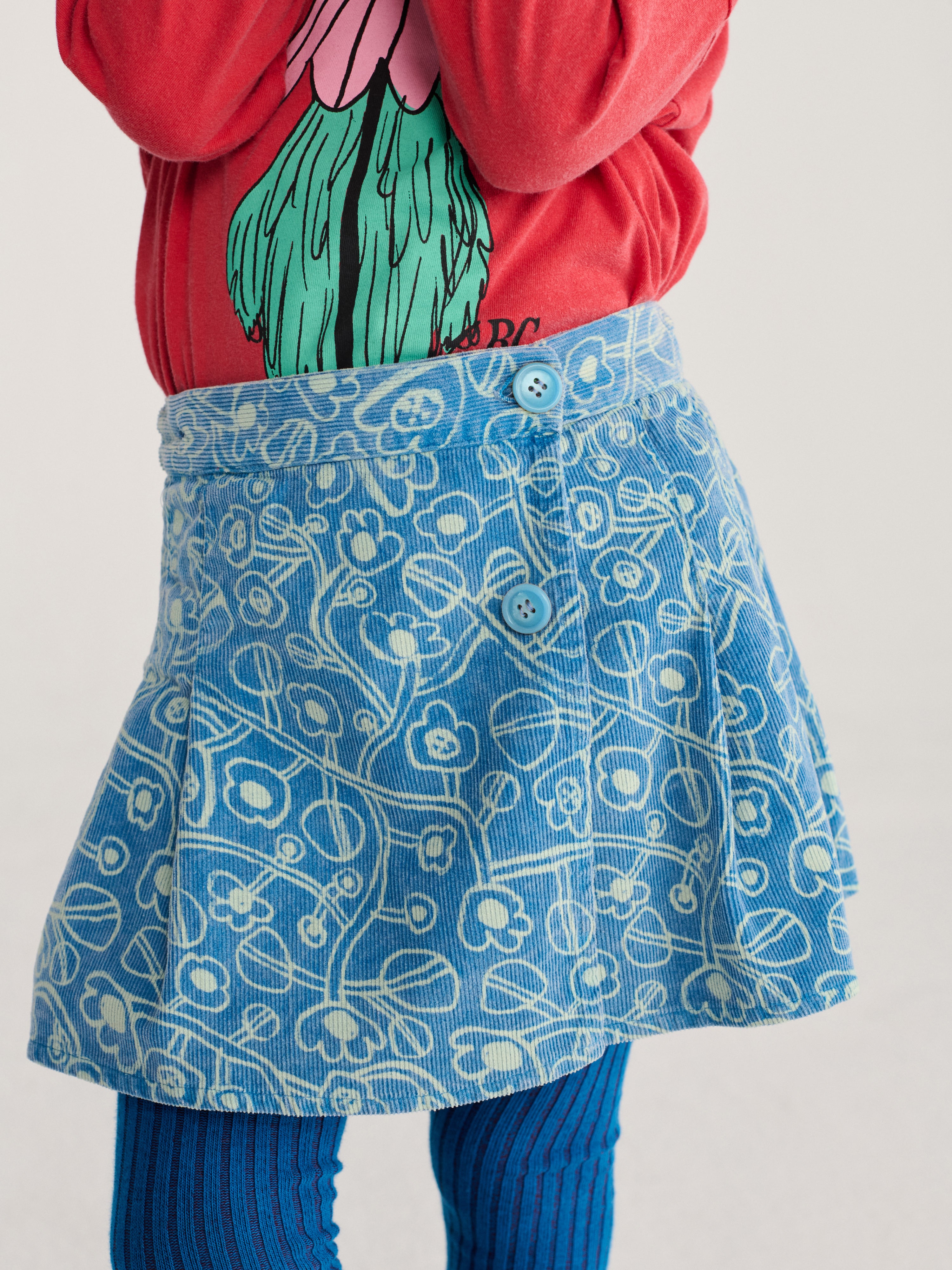 Bobo Choses - Sketched floral print corduroy skirt