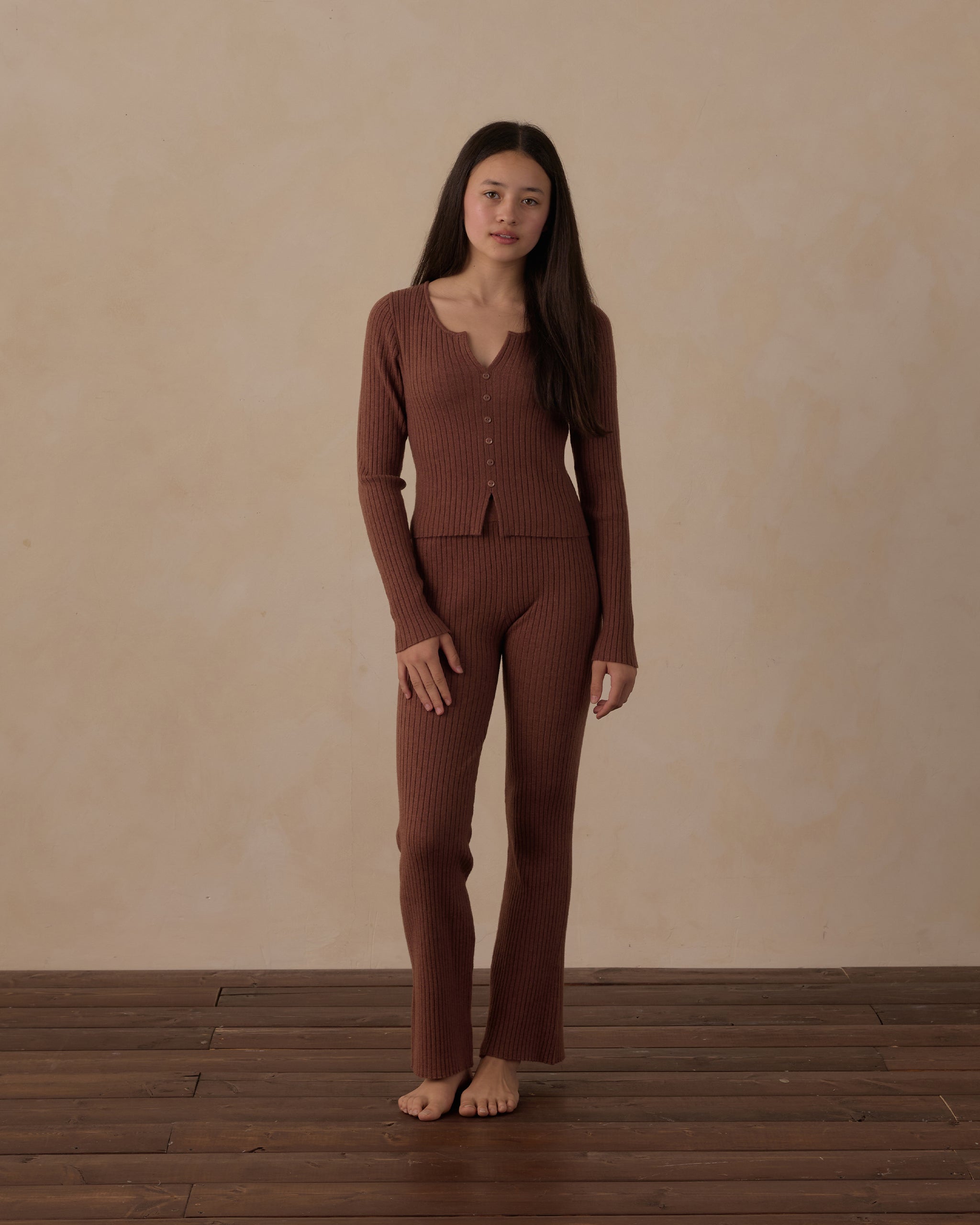 Rylee + Cru - Murger Ribbed Knit Flared Trousers
