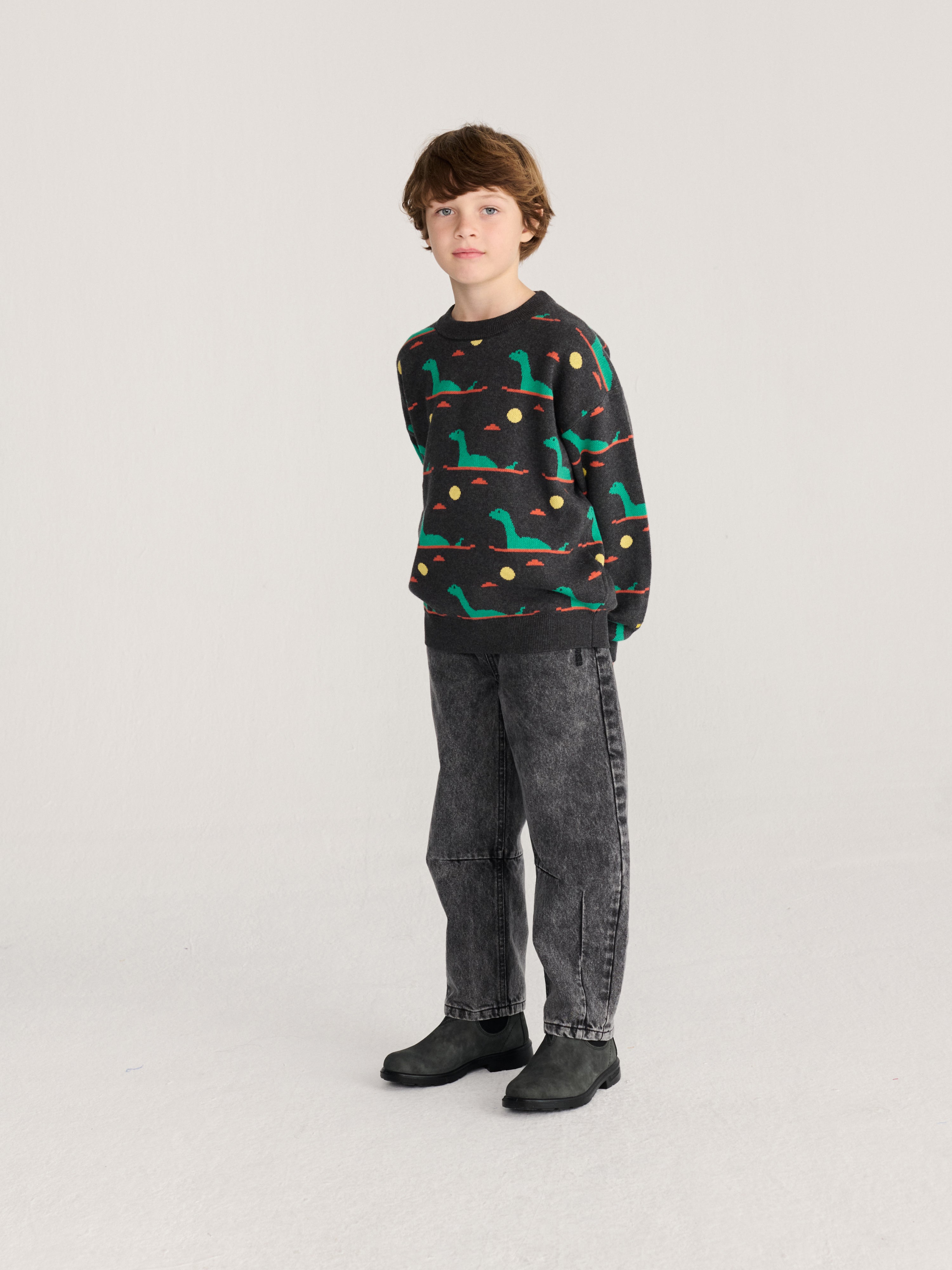 Bobo Choses - Pull jacquard imprimé intégral Lake Monster