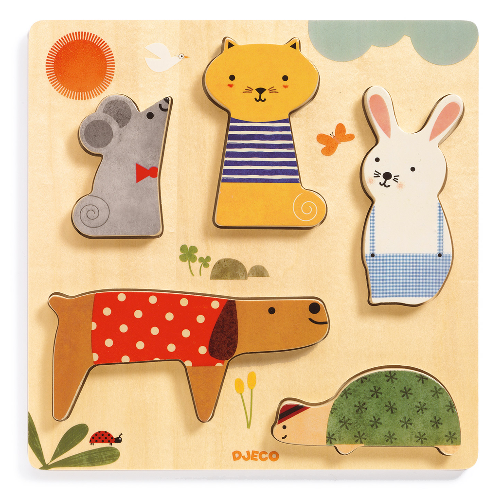 Djeco - Puzzle Bois Woodypets 5 pcs