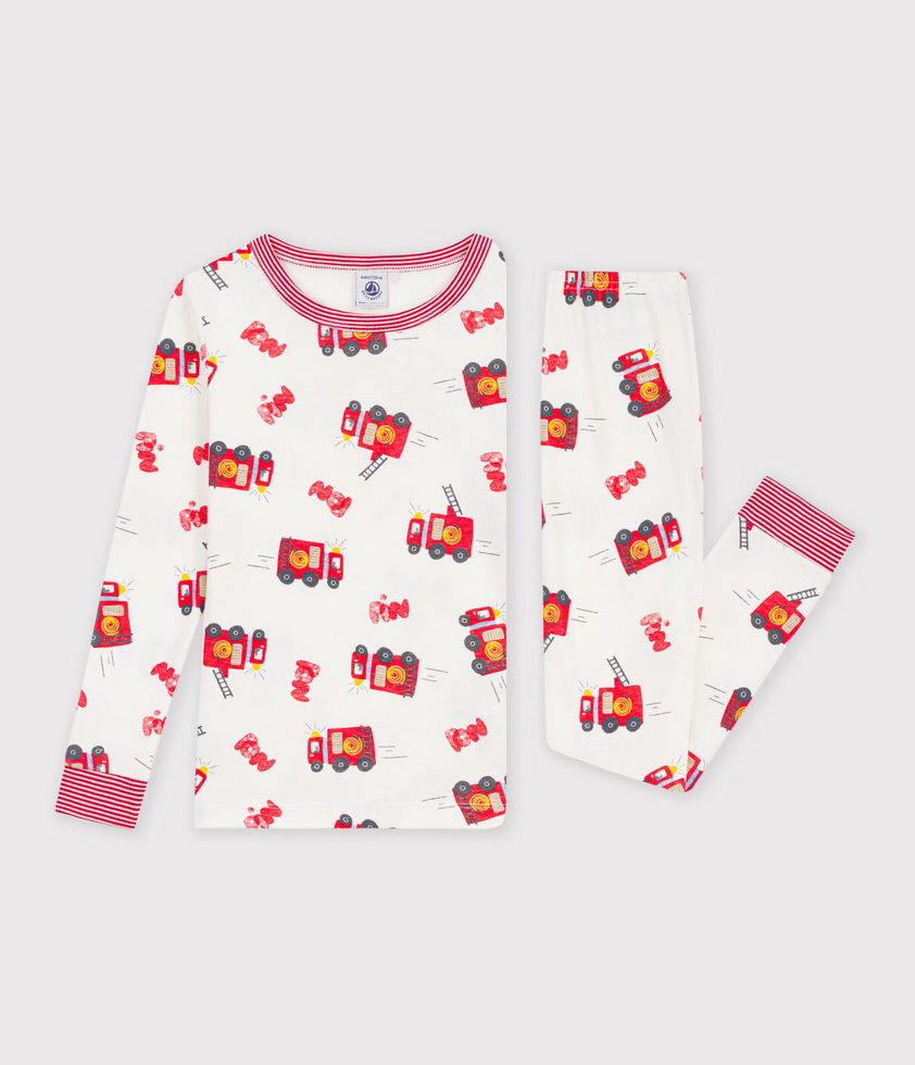 Petit Bateau - Pyjama très ajusté enfant en coton imprimé pompier