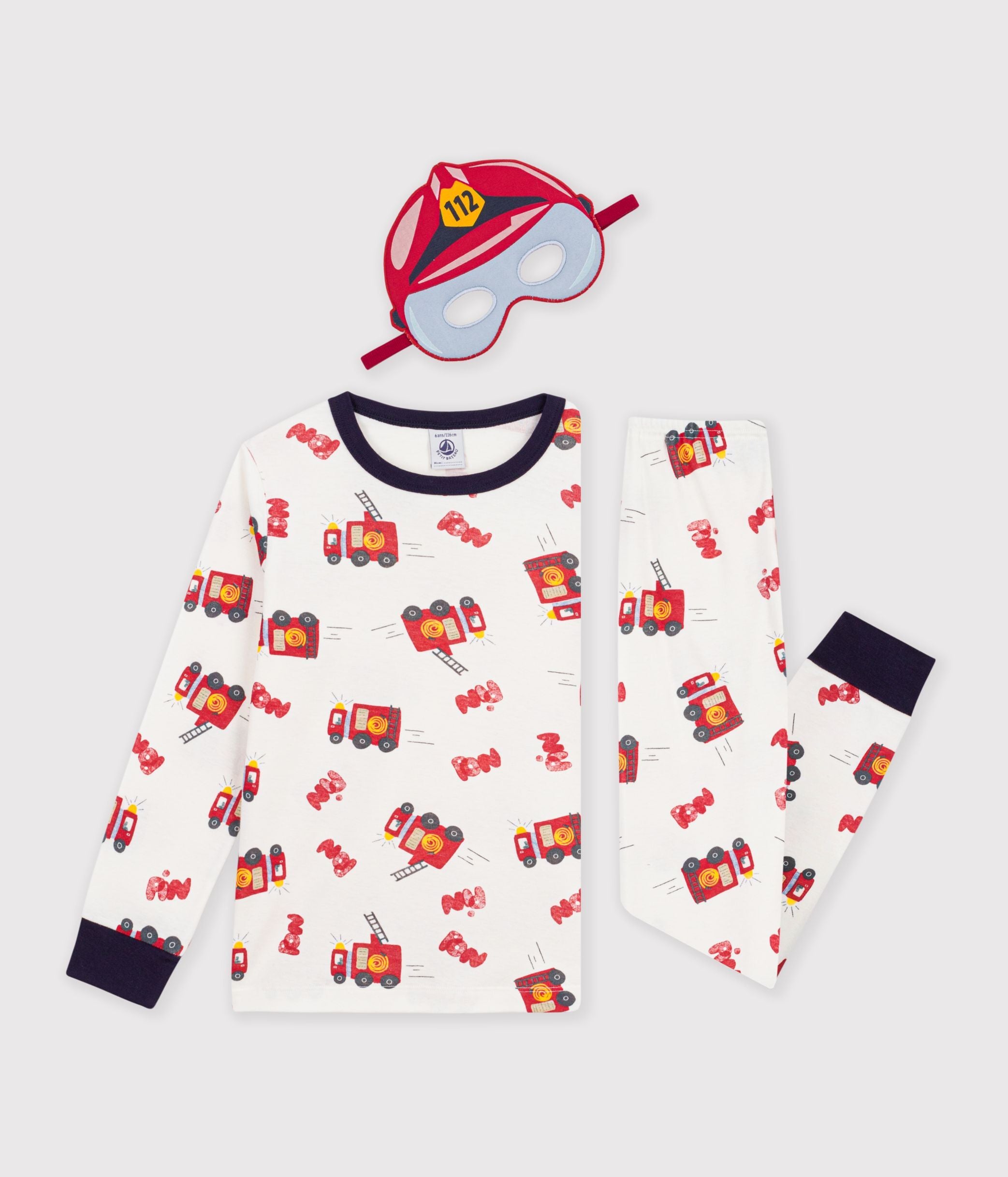 Petit Bateau - Pyjama très ajusté enfant en coton imprimé pompier
