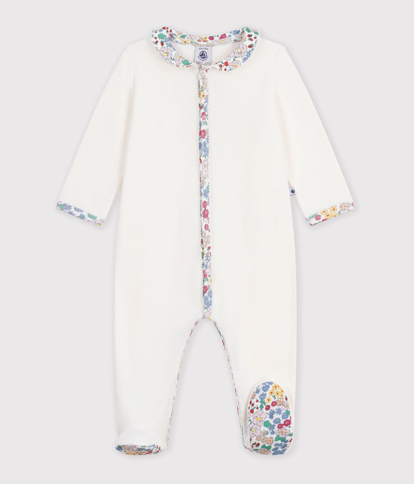 Petit Bateau - Plain baby pyjamas with collar