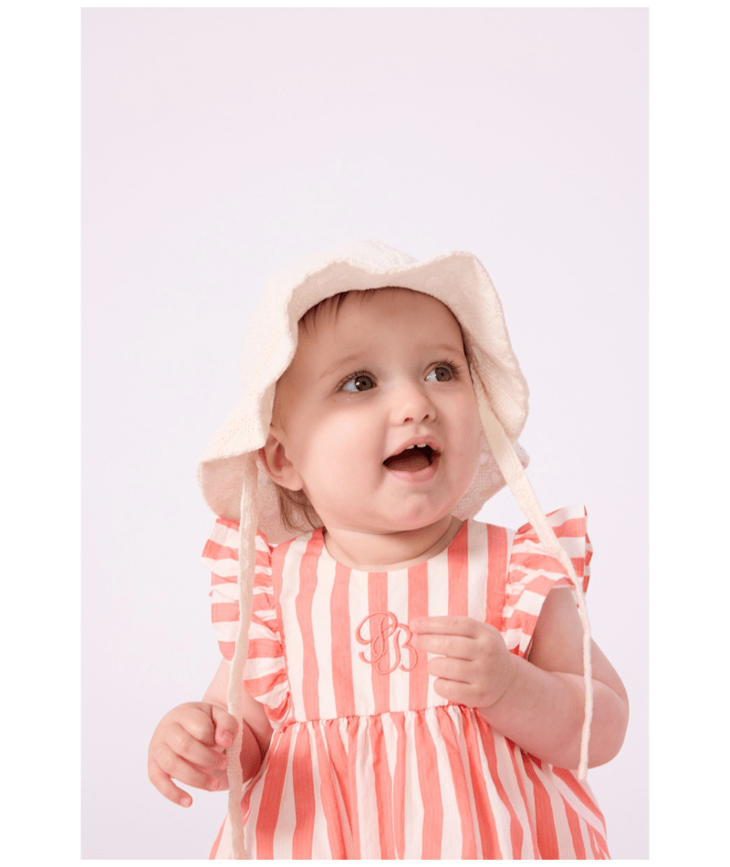 Petit Bateau - Robe bébé en coton sans manches et son bloomer rayés