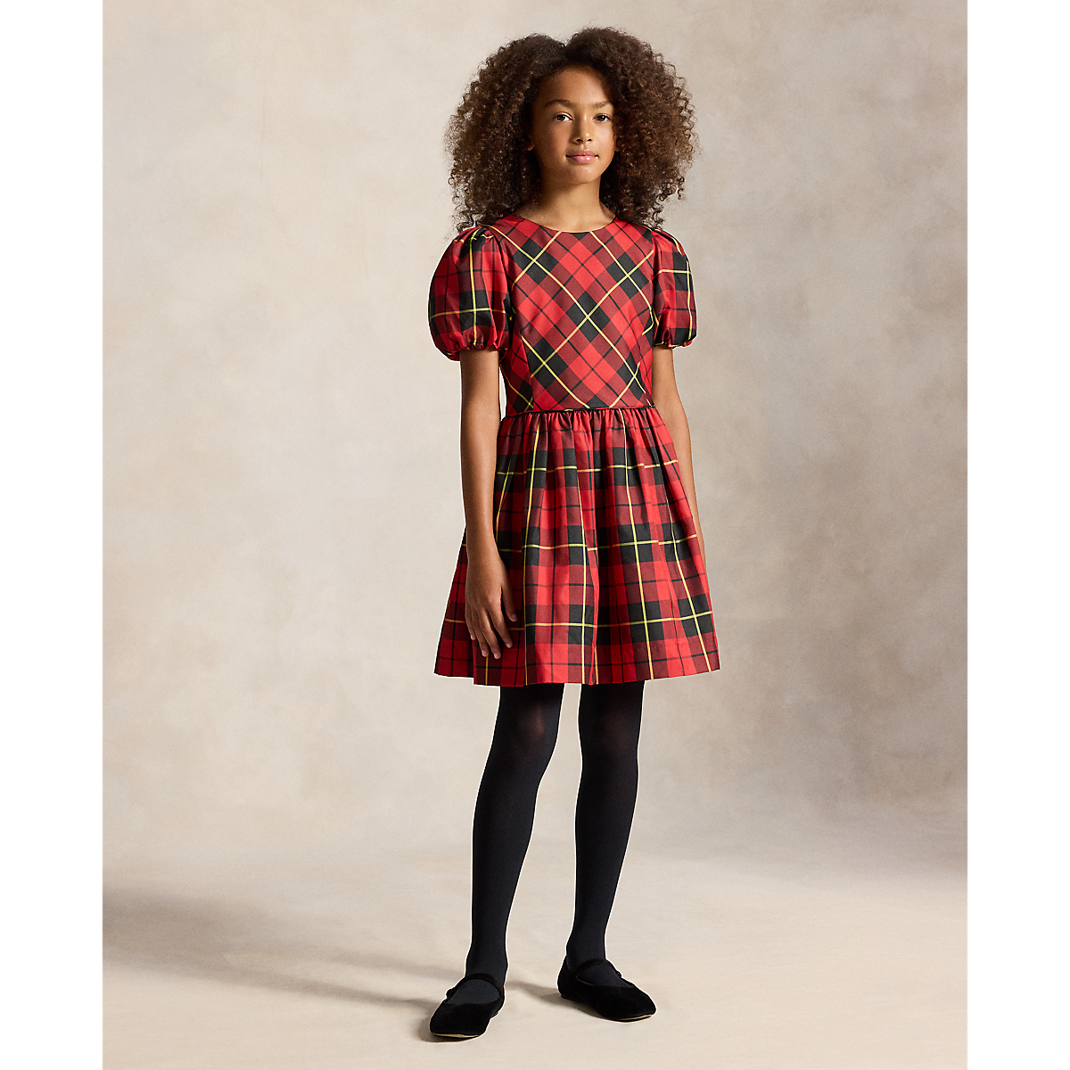 Polo Ralph Lauren - Balloon-sleeve plaid taffeta dress
