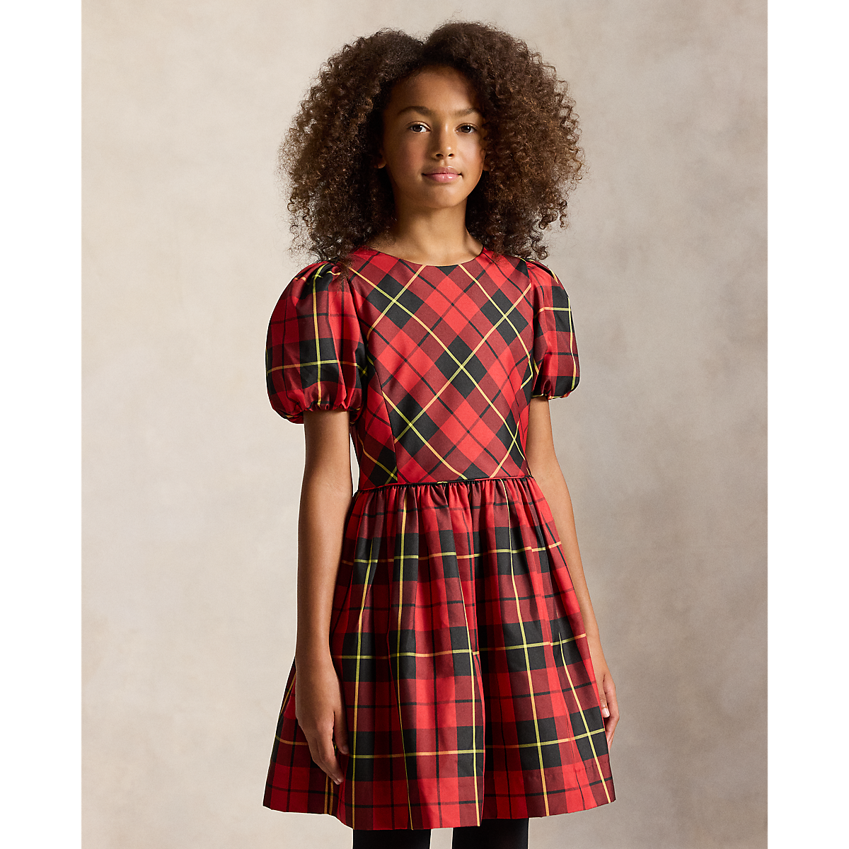 Polo Ralph Lauren - Balloon-sleeve plaid taffeta dress