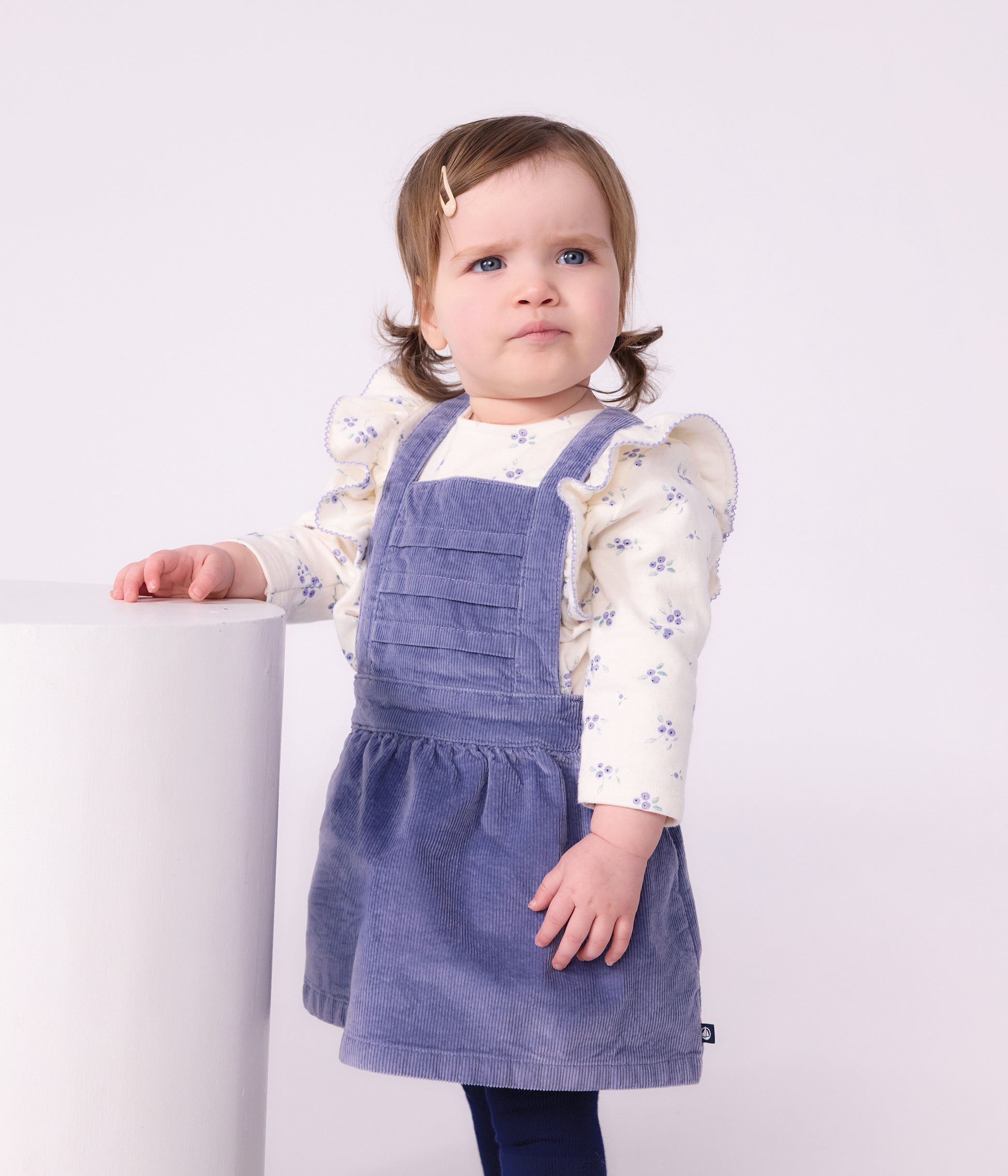 Petit Bateau - Plain corduroy sleeveless baby dress