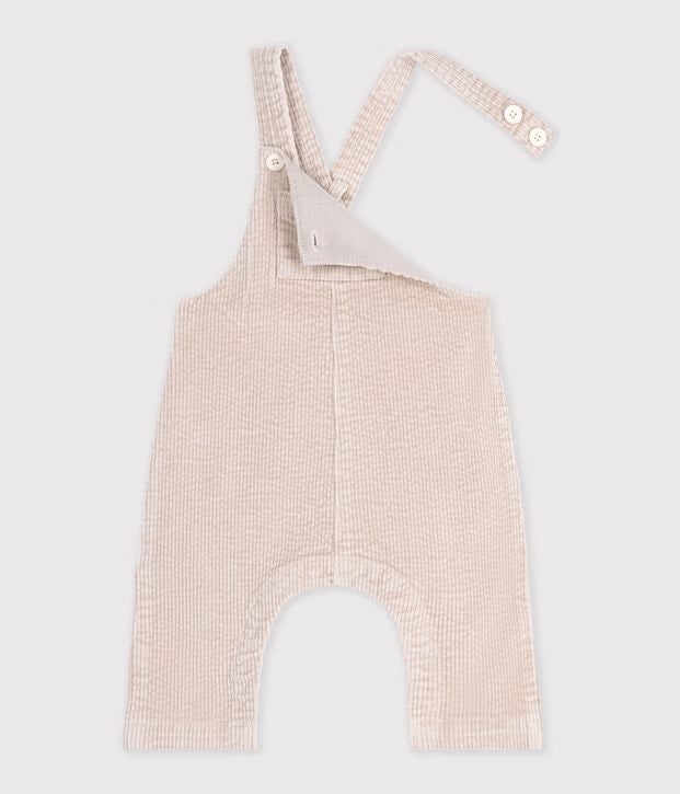 Petit Bateau - Salopette bébé en velours jambes longues unie