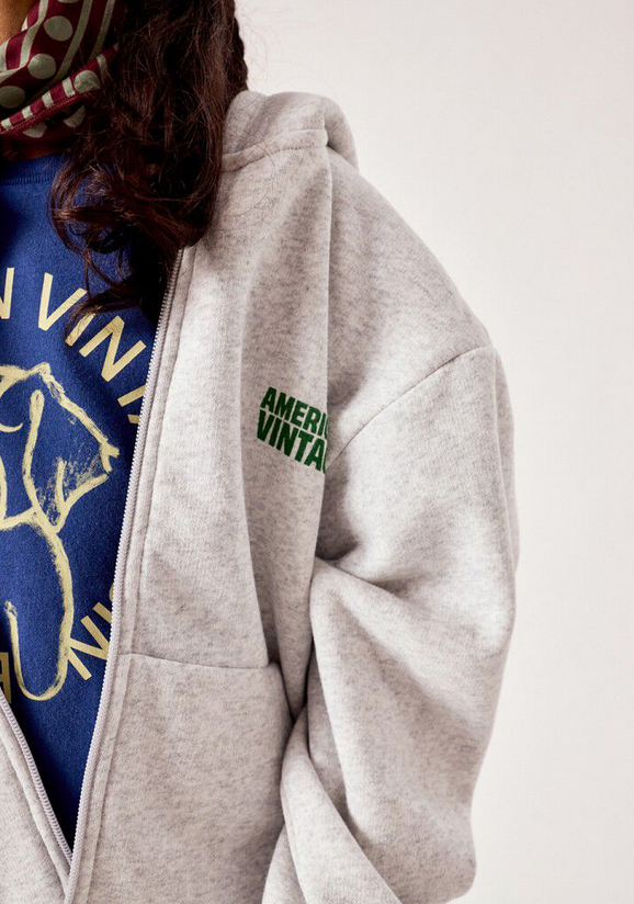 American Vintage - Baptown Long-sleeved hooded zip-up sweatshirt