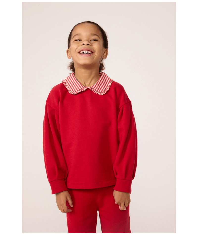 Petit Bateau - Plain cotton children's sweatshirt with collar