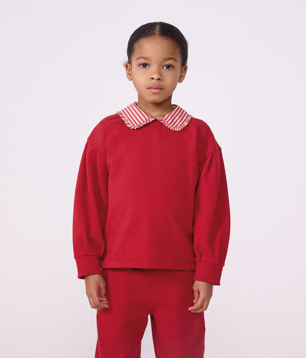 Petit Bateau - Sweatshirt à col enfant en coton uni