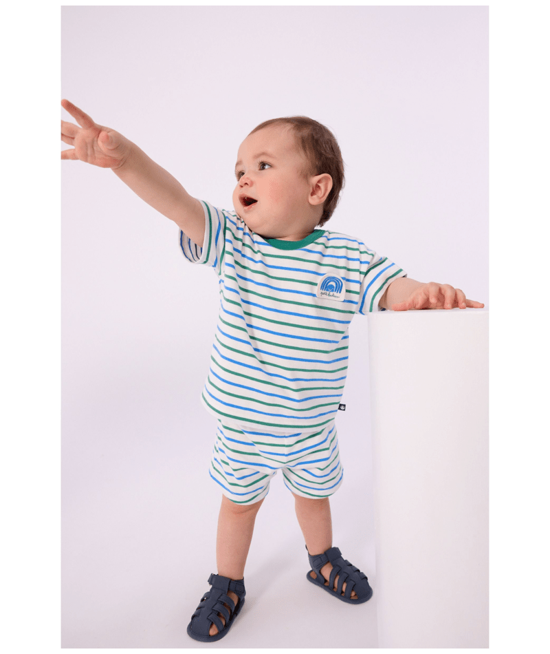 Petit Bateau - Tee-shirt bébé en coton manches courtes, rayé