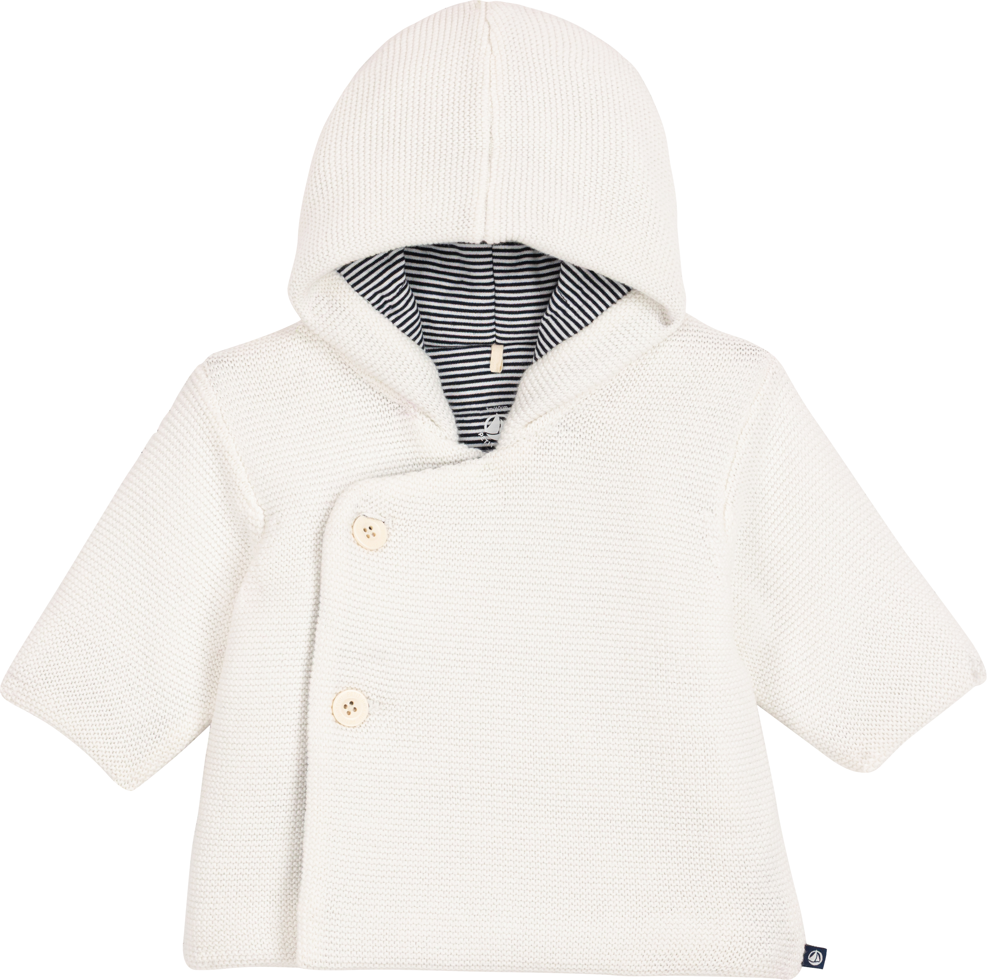 Petit Bateau - Veste bébé ouatinée en tricot et doublure milleraies