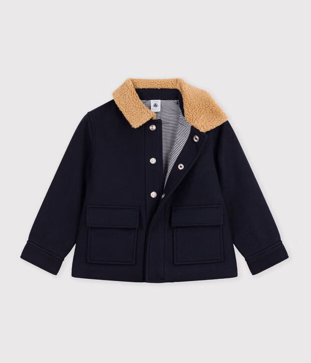 Petit Bateau - Veste esprit caban enfant en draps de laine uni