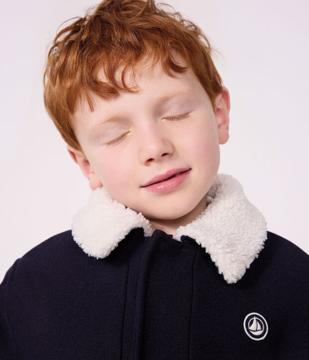 Petit Bateau - Veste esprit caban enfant en draps de laine uni