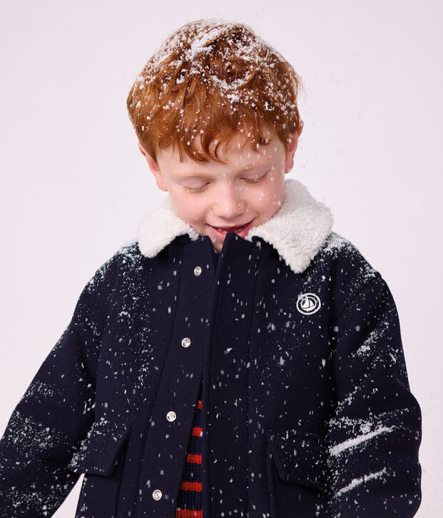 Petit Bateau - Veste esprit caban enfant en draps de laine uni