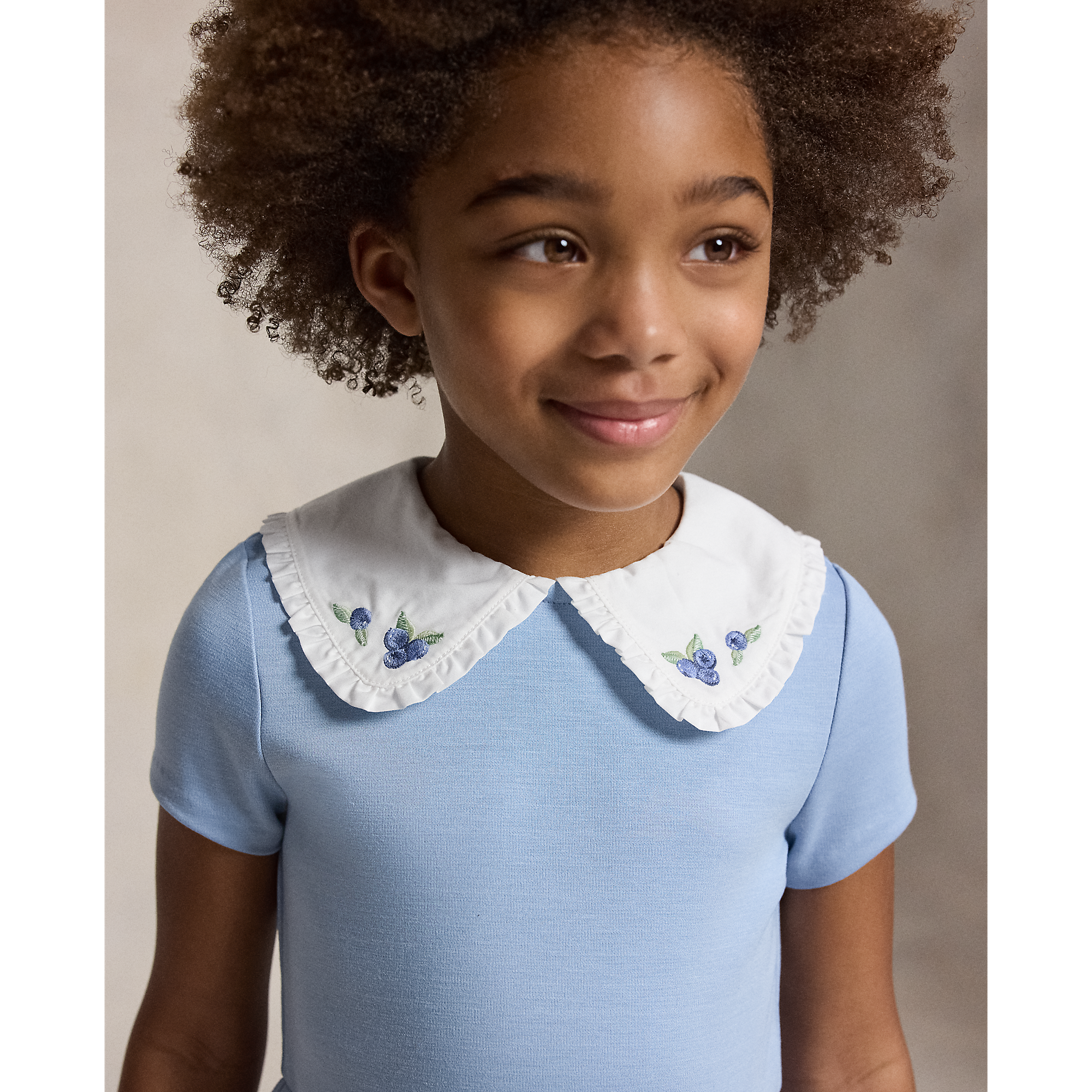 Polo Ralph Lauren - Robe extensible en ponte à col bleuets