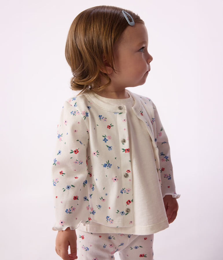 Petit Bateau - Cardigan bébé en coton imprimé fleurs
