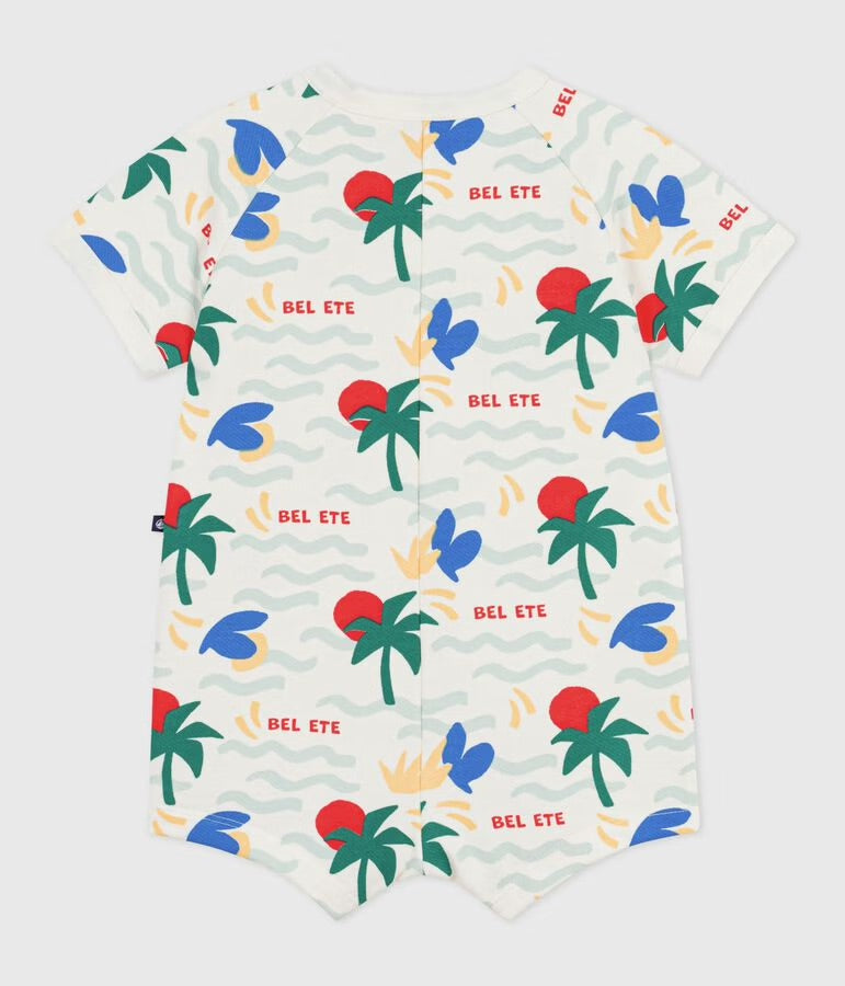 Petit Bateau - Combinaison courte bébé en coton imprimée