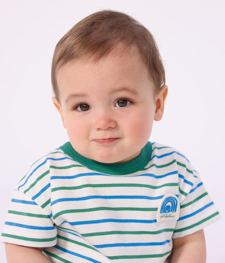 Petit Bateau - Tee-shirt bébé en coton manches courtes, rayé