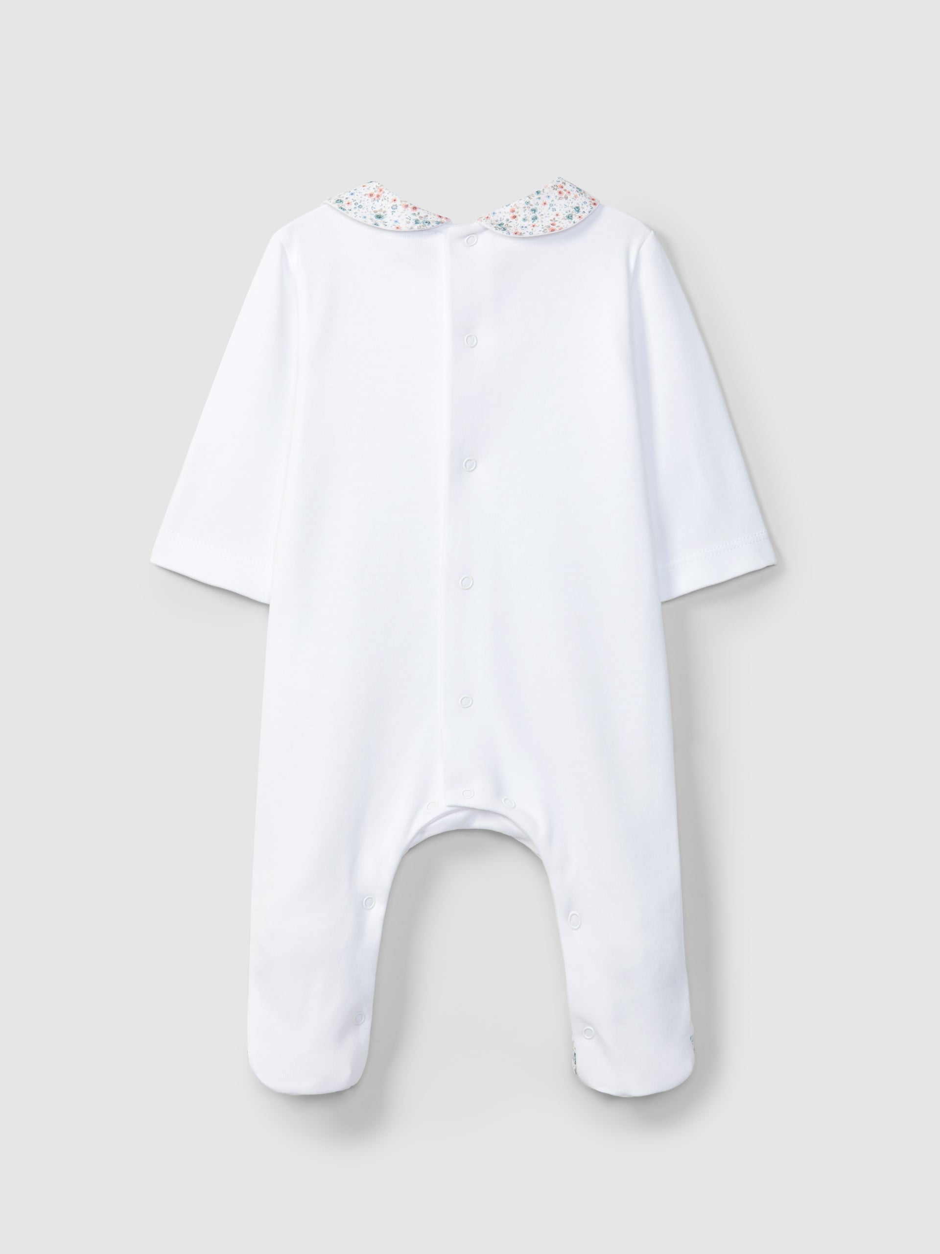 Laranjinha - Embroidered babygrow with printed fabric details
