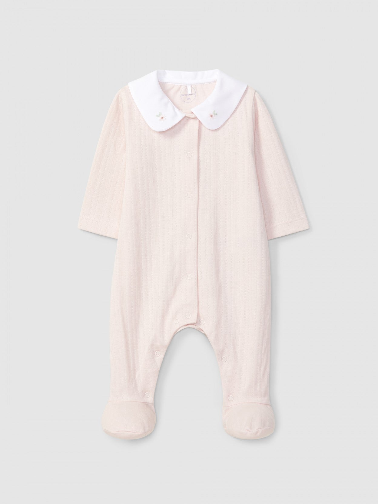 Laranjinha - Babygrow in organic cotton with embroidered flowers