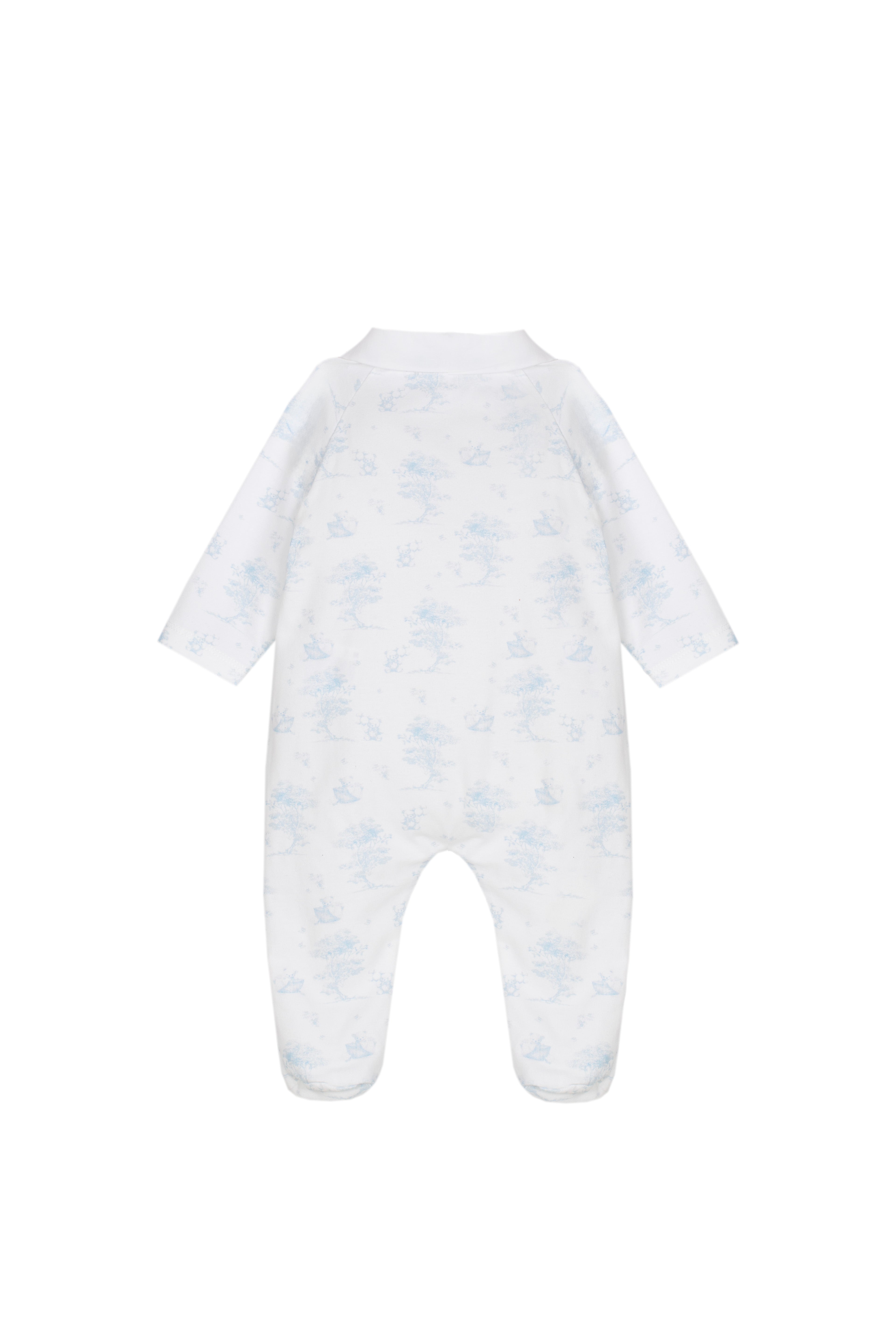 Patachou - Elegant blue babygrow with frilled collar
