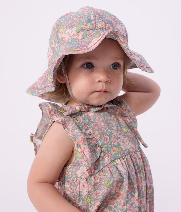 Petit Bateau - Barboteuse bébé en coton sans manches, imprimée fleurs