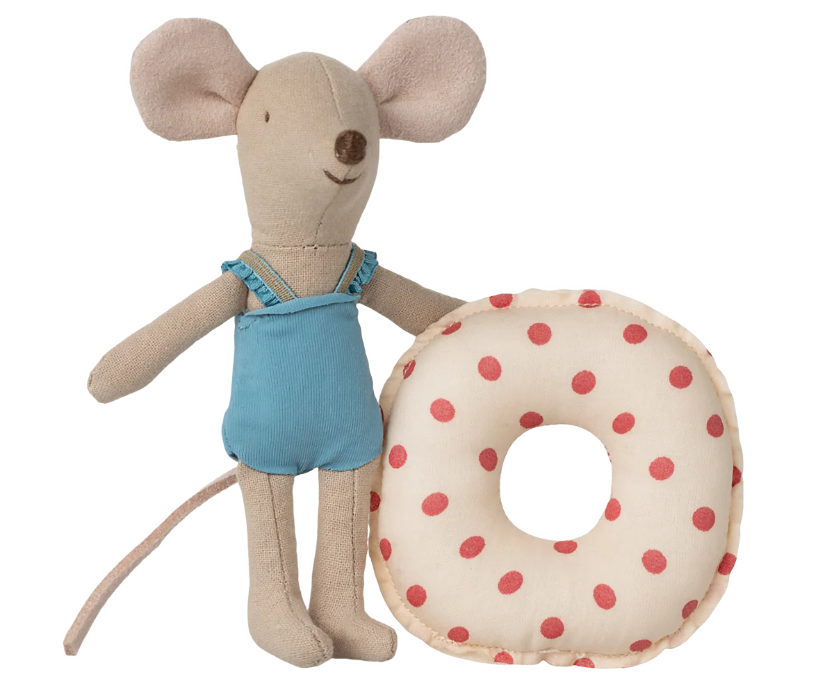 Maileg - Beach Mouse with Float, Little Sister - Red Weight