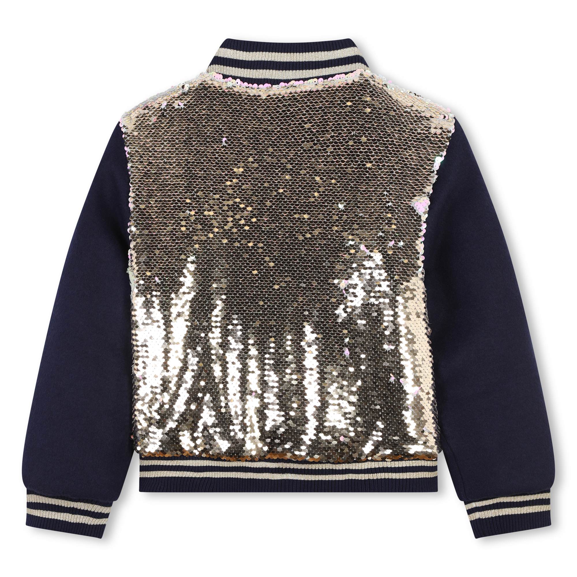 Billieblush Sequin Bomber Jacket with Wool Sleeves