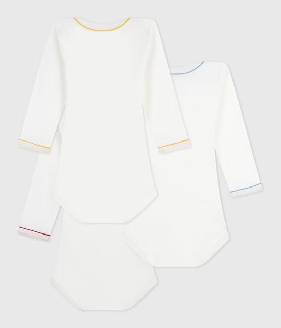 Petit Bateau - Pack of 3 Long Sleeve Bodysuits