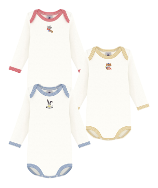 Petit Bateau - Lot de 3 Caches-couches Manches Longues