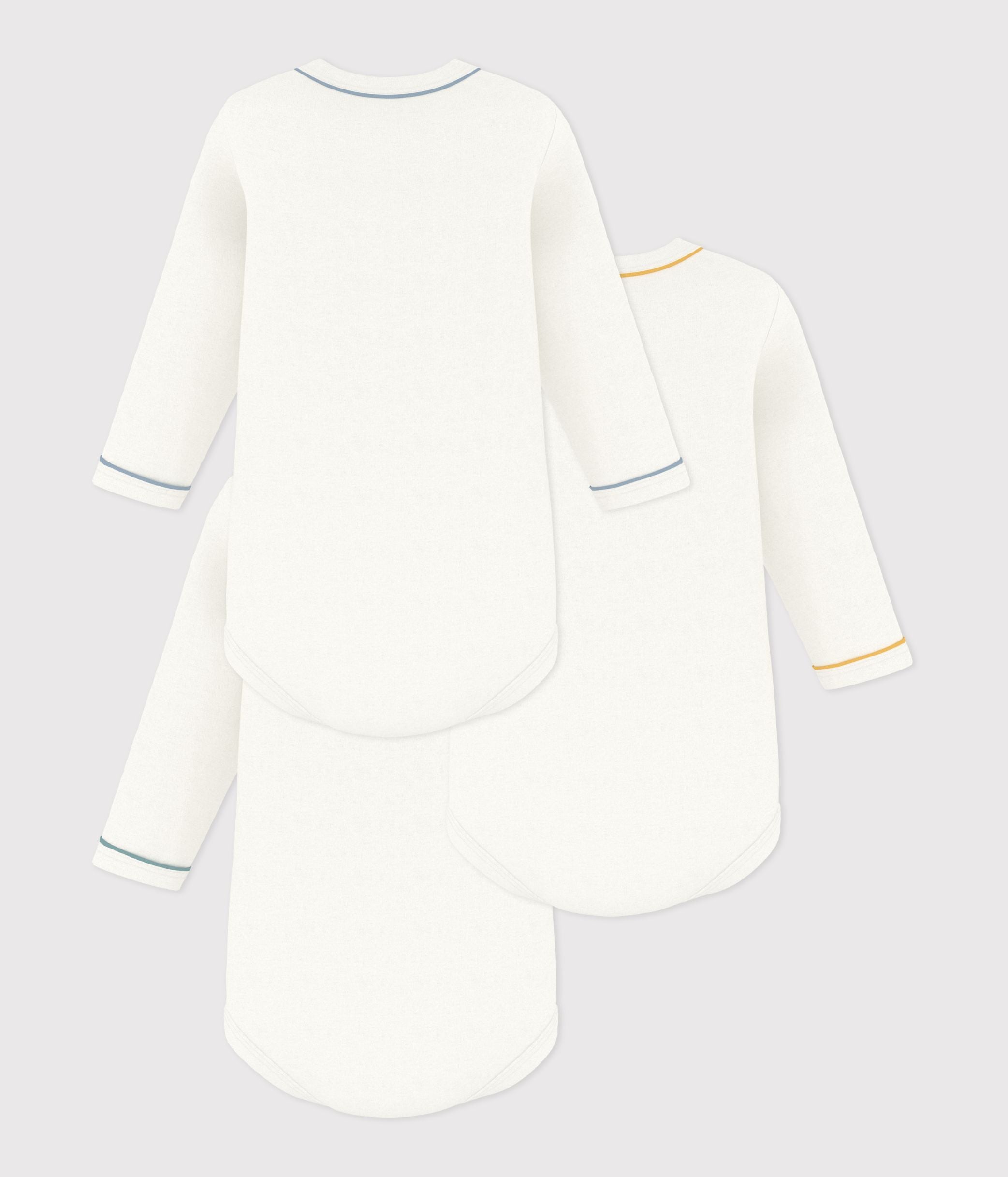 Petit Bateau - Lot de bodies manches longues en coton uni bébé