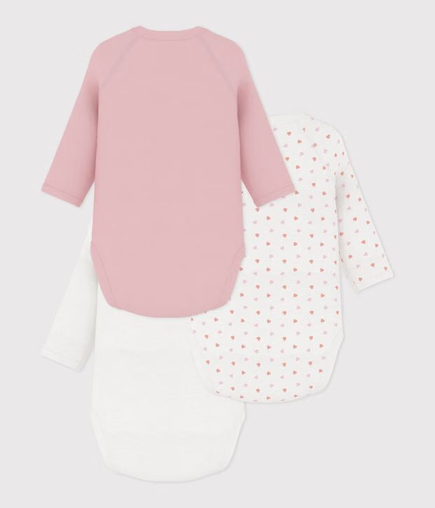 Petit Bateau - Lot de bodies croisés manches longues en coton imprimé bébé