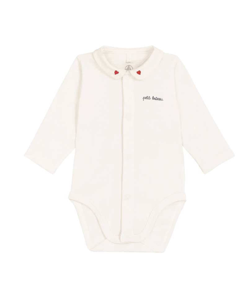 Petit Bateau - Body bébé à col brodé et message en poitrine