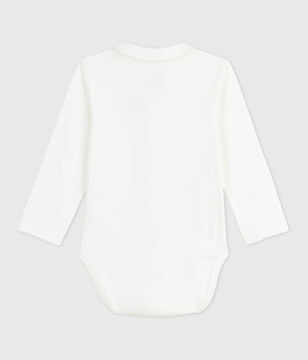Petit Bateau - Baby bodysuit with embroidered collar and message on the chest