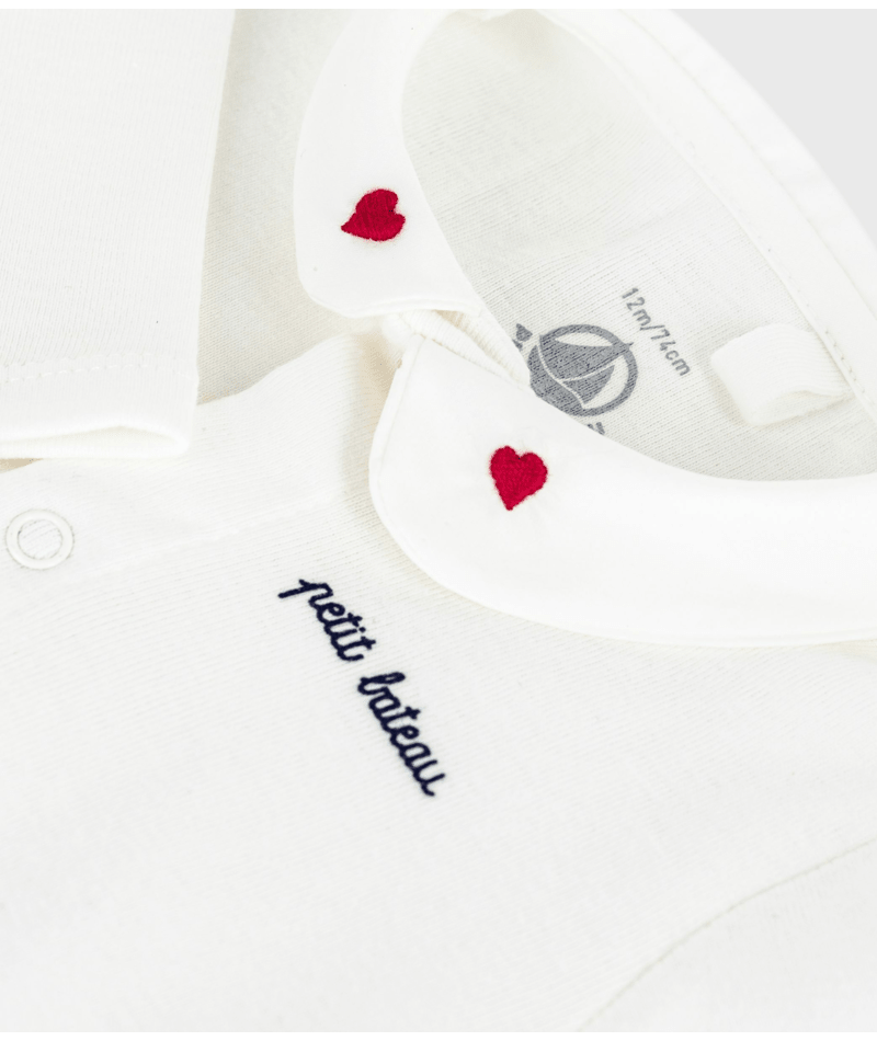 Petit Bateau - Body bébé à col brodé et message en poitrine