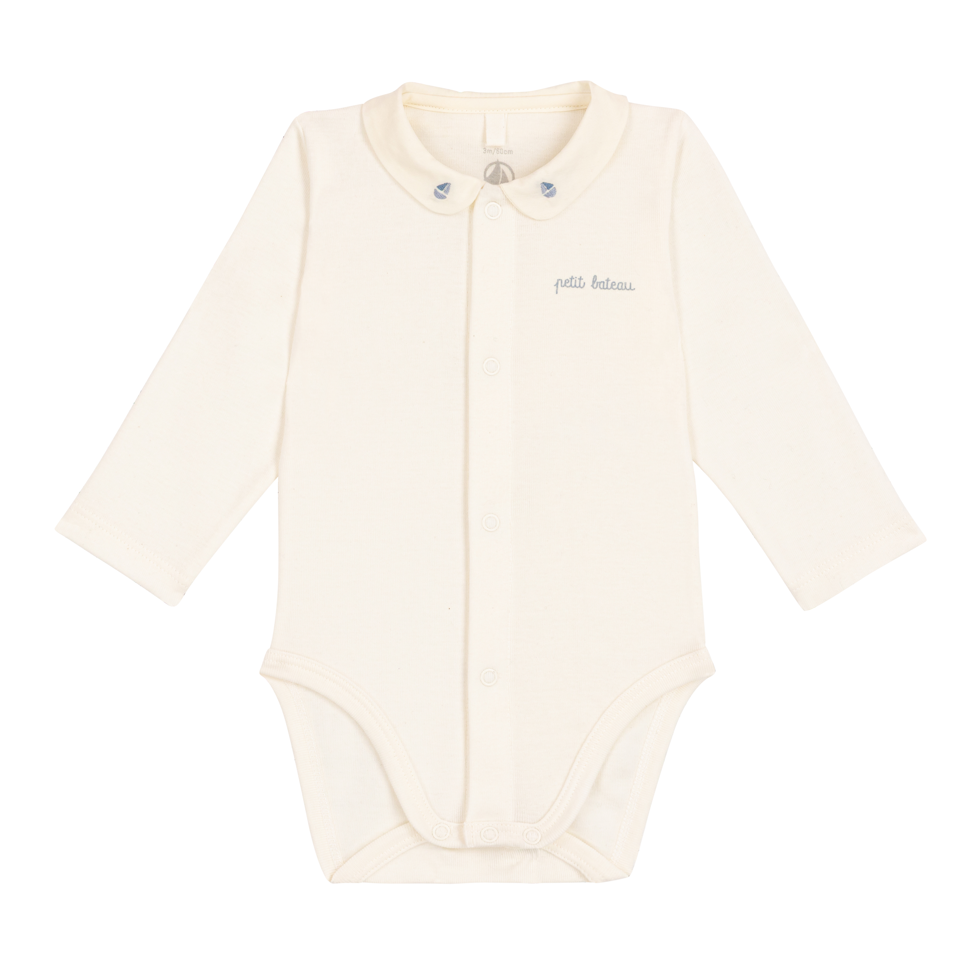 Petit Bateau - Body bébé à col brodé et message en poitrine