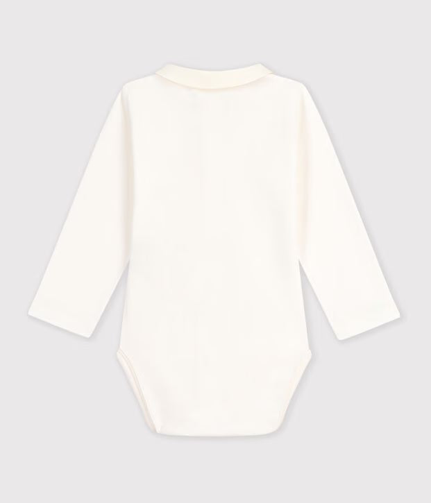Petit Bateau - Baby bodysuit with embroidered collar and message on the chest